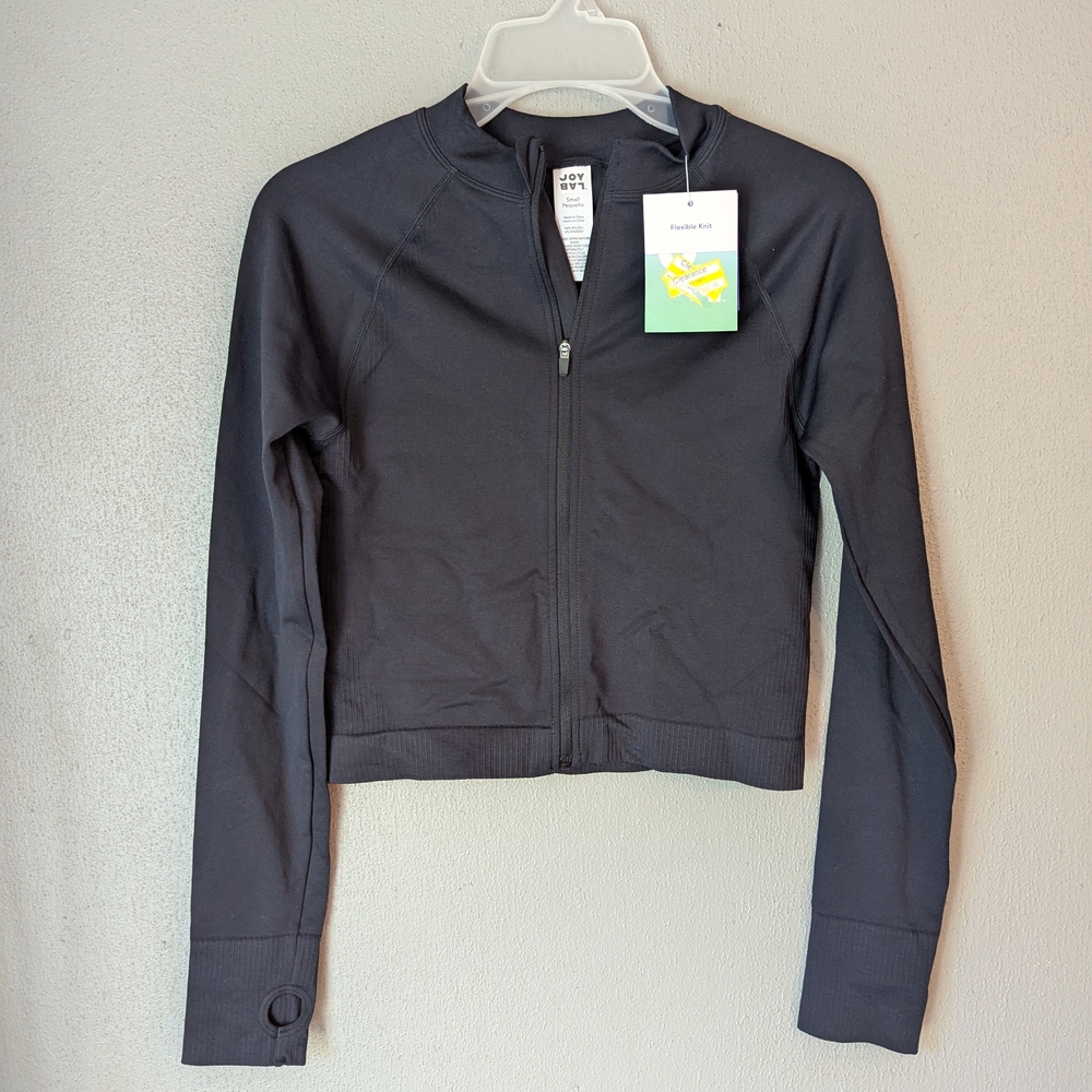 JoyLab Women's Black Zip-Up Cropped Sweatshirt S